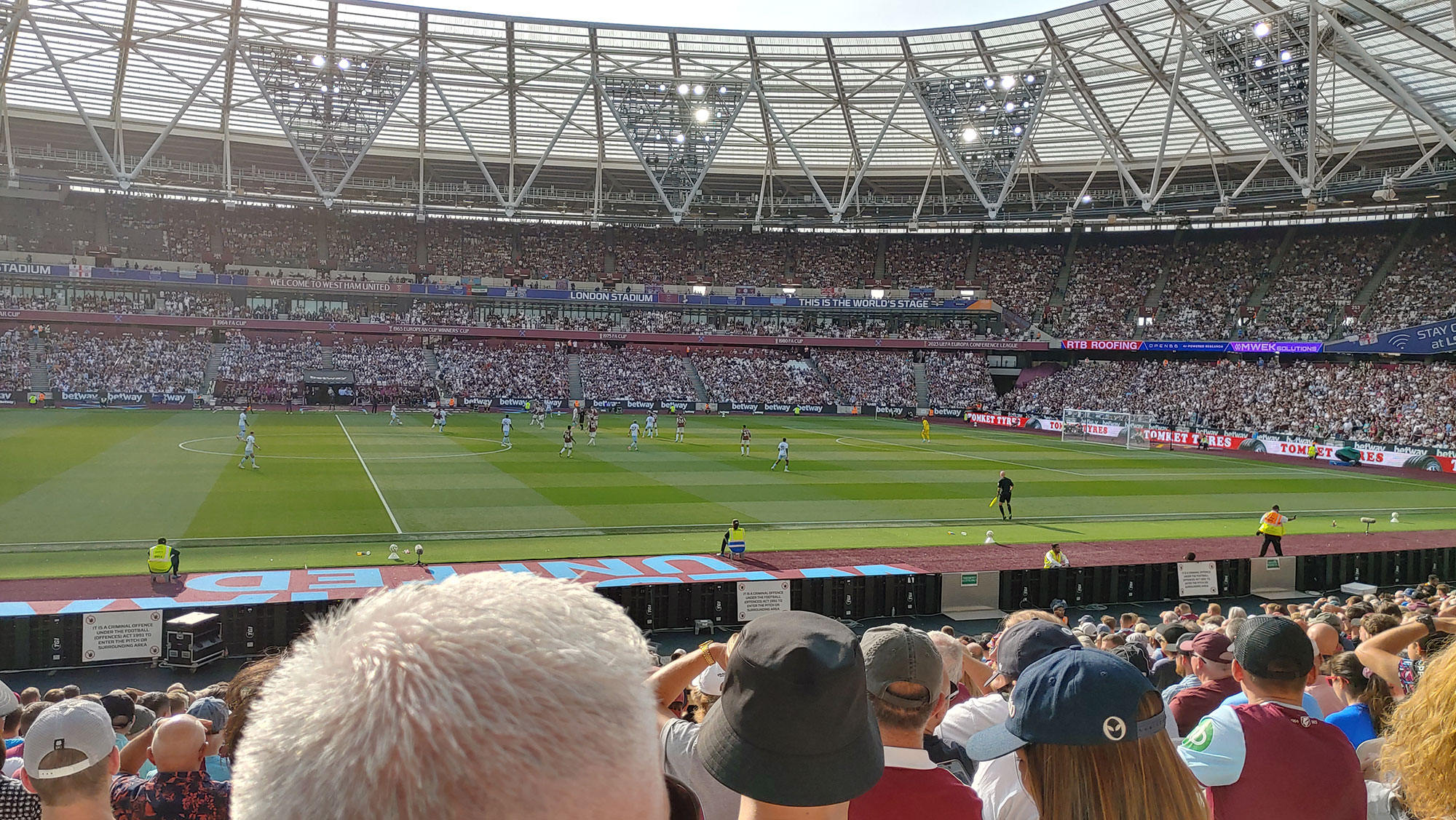 View from my seat Number 266, Row 20, Block 136 on the Billy Bonds Stand at London Stadium View from my seat Number 266, Row 20, Block 136 on the Billy Bonds Stand at London Stadium